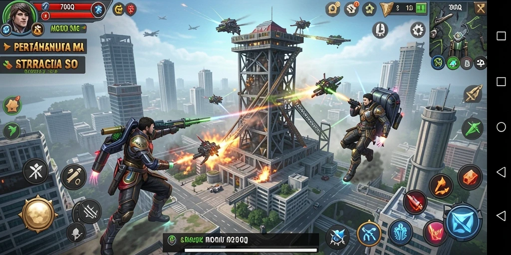 Tampilan menarik dari gameplay Tower Defense 700Q.