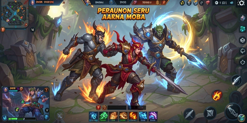 Tampilan gameplay seru di arena MOBA 9N9N.