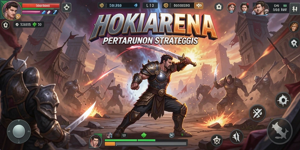 Tampilan gameplay HOKIARENA menampilkan pertempuran strategis yang mendebarkan.