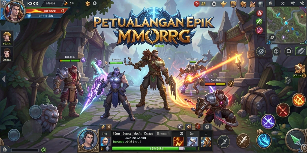 Tampilan gameplay K3K3 dalam dunia MMORPG yang memukau.