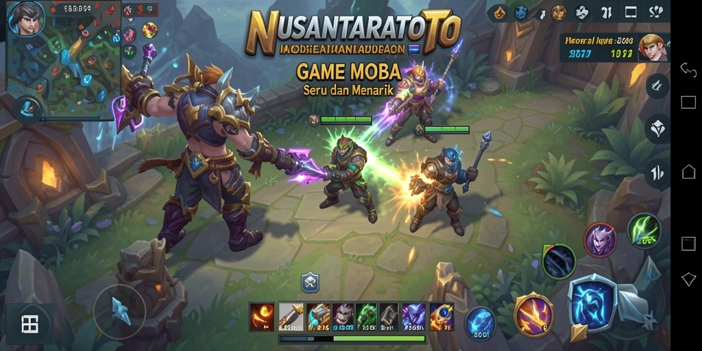 Gameplay seru NUSANTARATOTO dalam pertarungan MOBA.