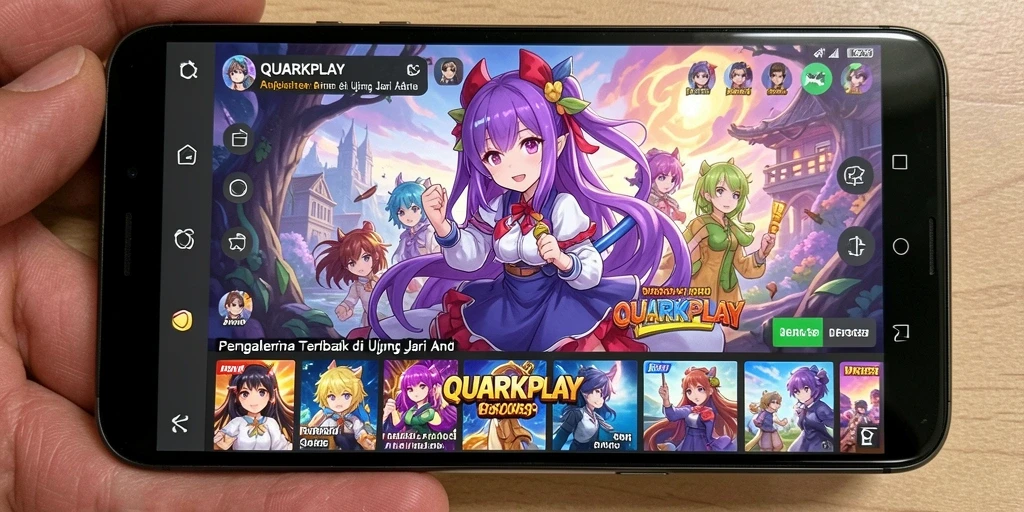 Screenshot gameplay QUARKPLAY menunjukkan karakter anime yang menakjubkan.