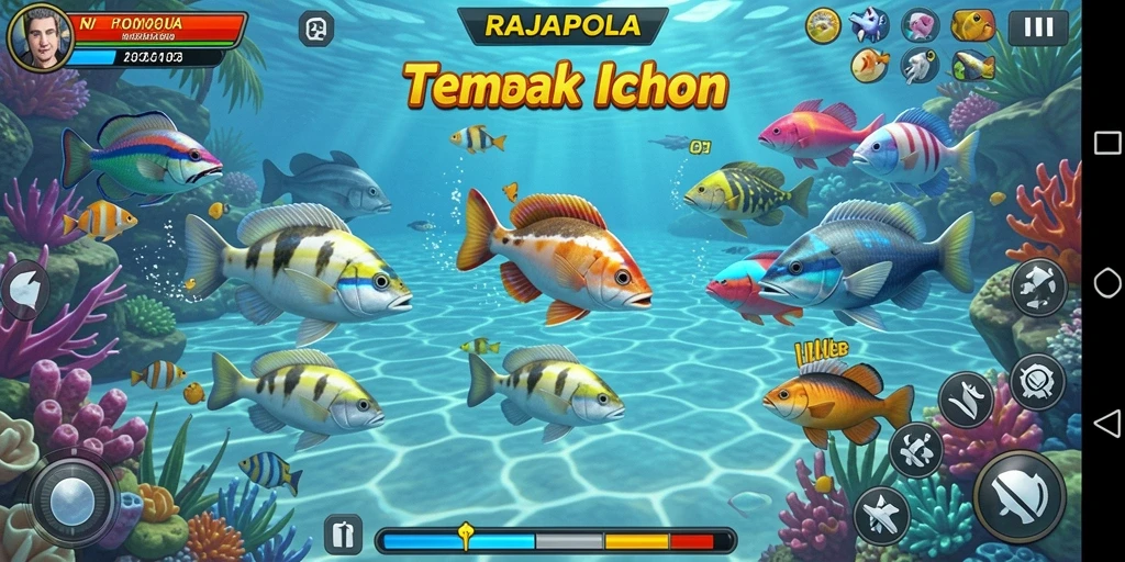 Tampilan gameplay seru RAJAPOLA saat menembak ikan.