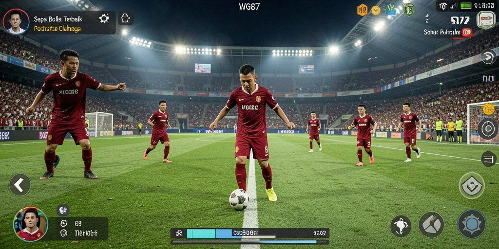 Tampilan gameplay <strong>WG87</strong> yang menegangkan saat pertandingan sepak bola.